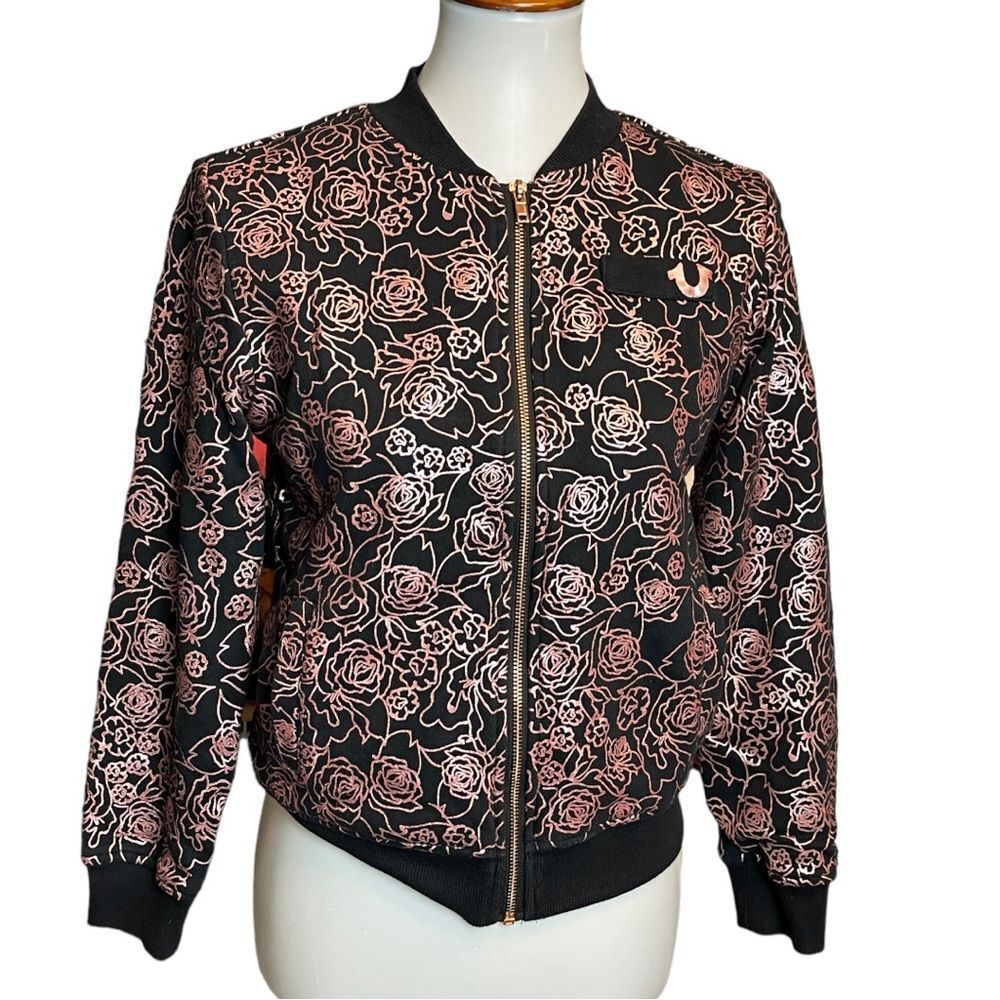 ✔️ True Religion ALL OVER ROSE Jacket Size Large TR839JK15